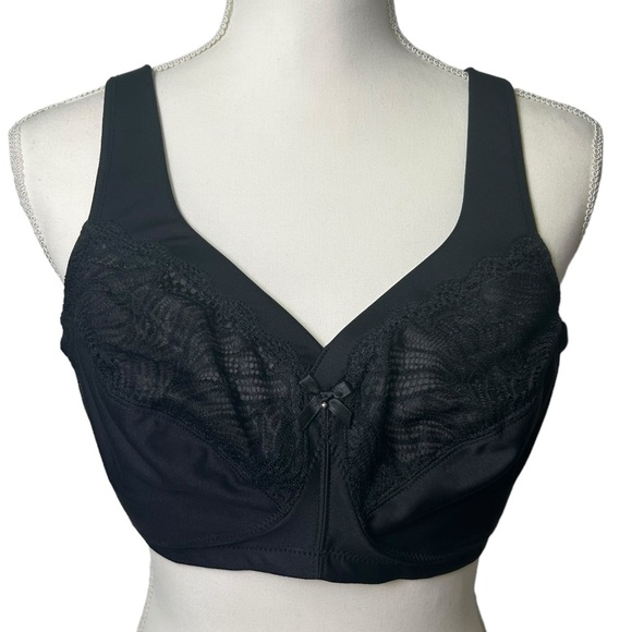 GLAMORISE wirefree black bra 40C Womens Plus-Size Embroidered MagicLift NWOT - Picture 2 of 9